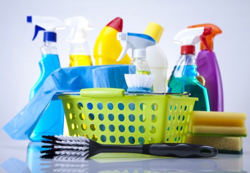 Office cleaning in a modern reception area