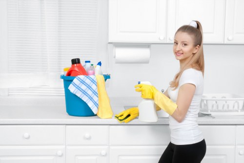 Professional move in cleaning of a bright kitchen