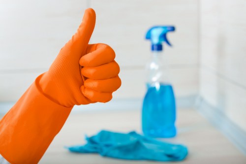 Commercial window cleaning for a storefront