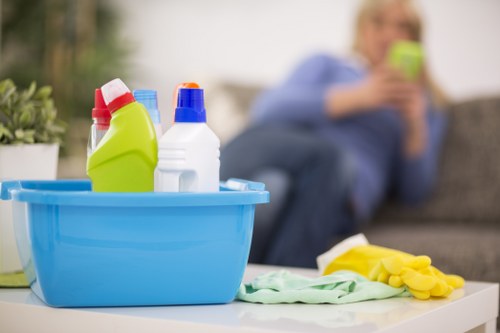 Professional office cleaning of desks and workstations