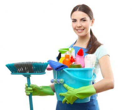Cleaning specialist maintaining a tidy kitchen and bathroom in Hammersmith