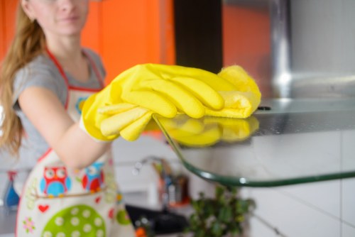 Eco-friendly commercial cleaning equipment in a modern workspace