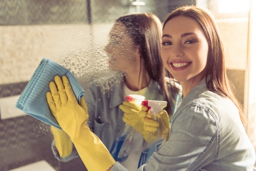Cleaning windows and floors before property handover